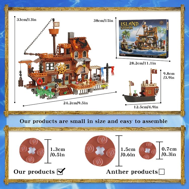 Creative Pirate Island House & Ship Building Blocks Set for Children - silverfoxgoods
